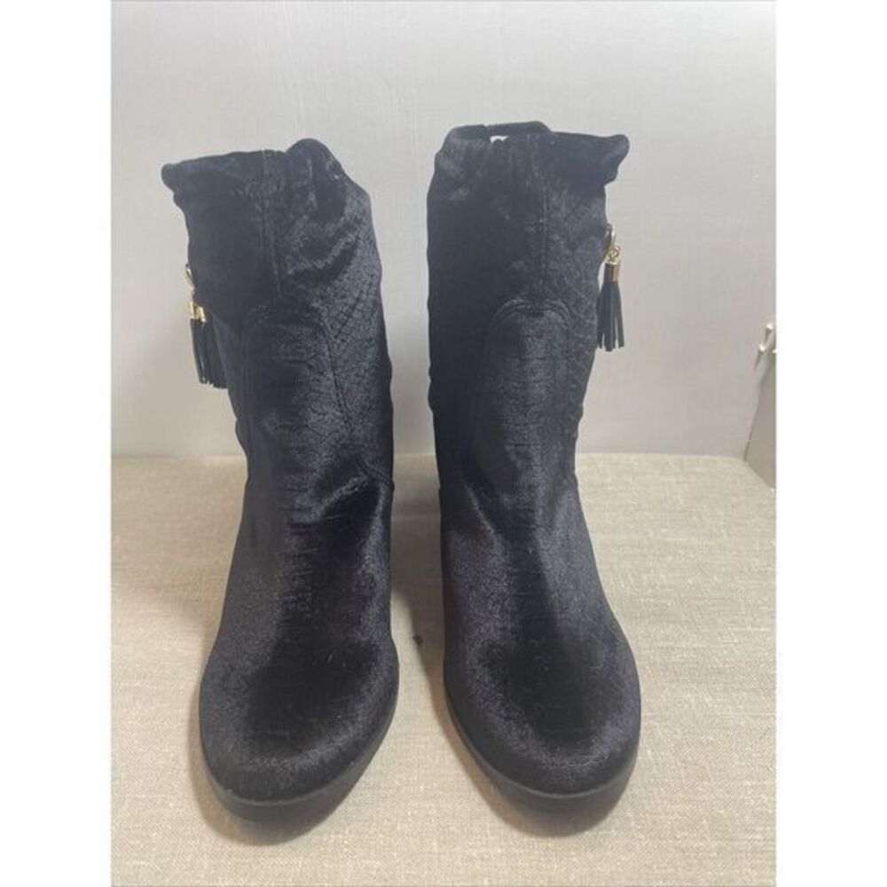Lindsey Phillips Tara boots 9 1/2 Black Suede Faux Snake Print NEW - Picture 2 of 10